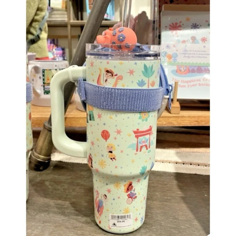 Disney Parks 2026 It's A Small World Ride Tumbler Straw Bag Happiest Cruise